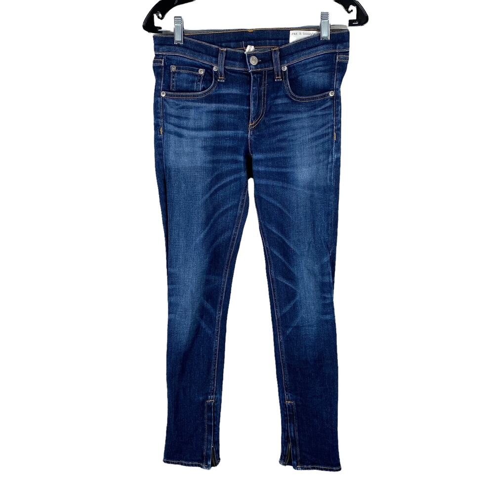 Rag & Bone Zipper Ankle Capri Dark Wash Jeans Size 26 EUC Low Rise Skinny